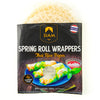 Packaging of Siam brand spring roll wrappers with a wooden background